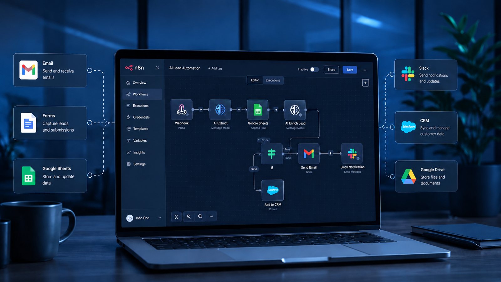 Workflow-Automatisierung auf einem Laptop